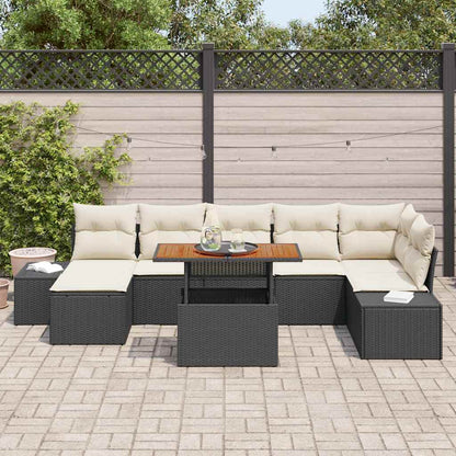 Garten-Sofa-Set mit Speicher 8 pcs Schwarz Poly Rattan