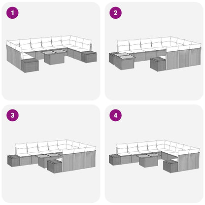 Garten-Sofa-Set mit Speicher 11 pcs Grau Poly Rattan