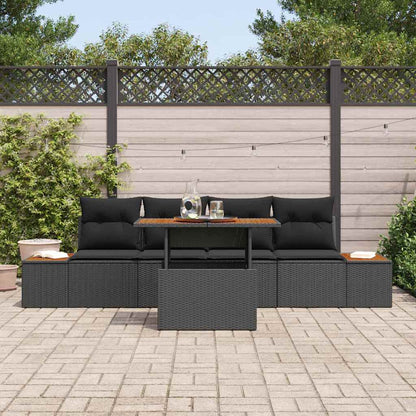 Garten-Sofa-Set mit Speicher 5 pcs Schwarz Poly Rattan