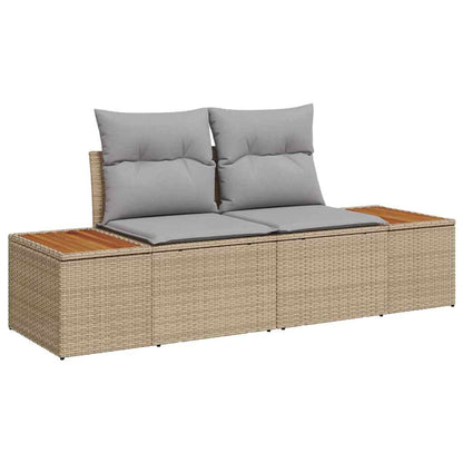 Garten-Sofa-Set mit Speicher 5 pcs Beige Poly Rattan