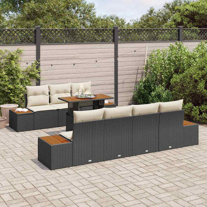 Garten-Sofa-Set mit Speicher 8 pcs Schwarz Poly Rattan