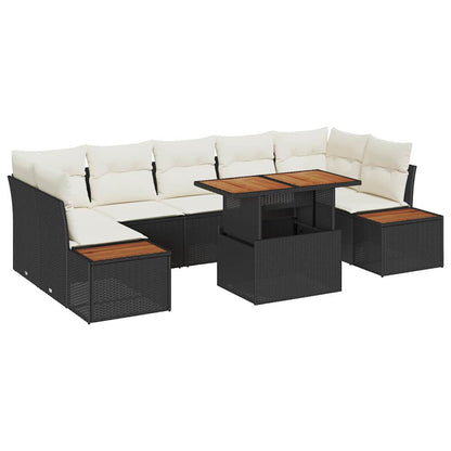 Garten-Sofa-Set mit Speicher 8 pcs Schwarz Poly Rattan
