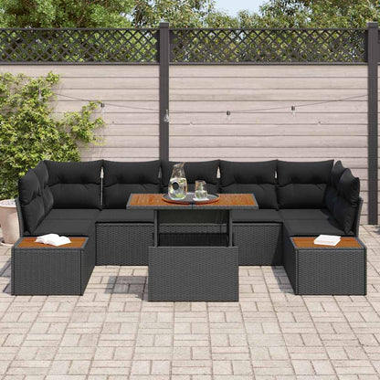Garten-Sofa-Set mit Speicher 8 pcs Schwarz Poly Rattan