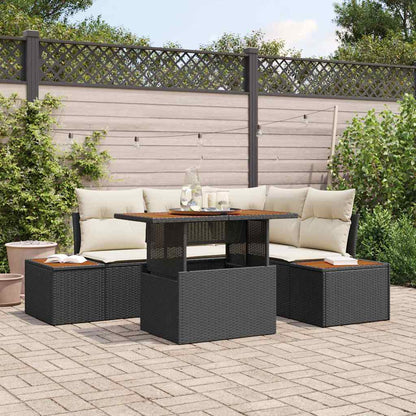Garten-Sofa-Set mit Speicher 5 pcs Schwarz Poly Rattan