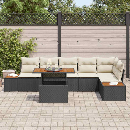 Garten-Sofa-Set mit Speicher 7 pcs Schwarz Poly Rattan