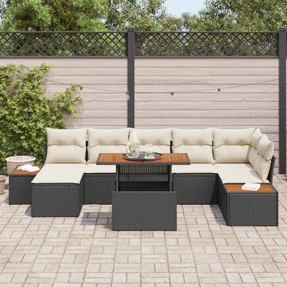 Garten-Sofa-Set mit Speicher 8 pcs Schwarz Poly Rattan