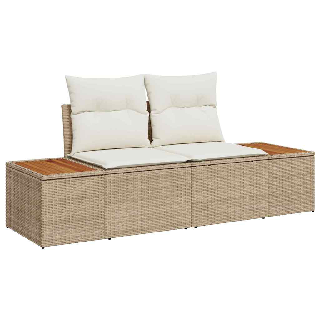 Garten-Sofa-Set mit Speicher 8 pcs Beige Poly Rattan