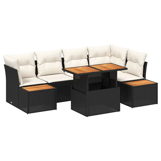 Garten-Sofa-Set mit Speicher 10 pcs Schwarz Poly Rattan