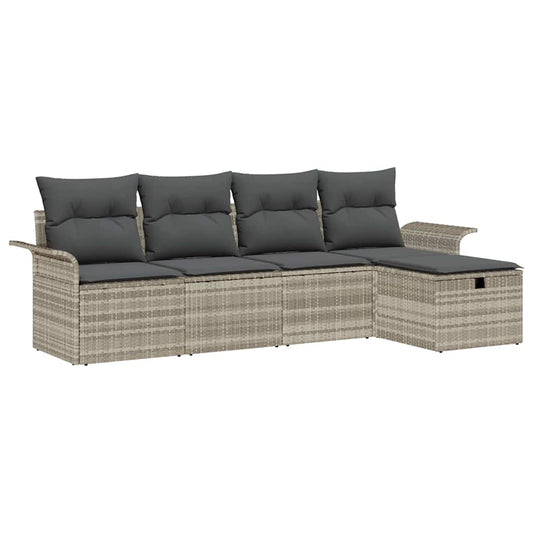 Garten-Sofa-Set 5 pcs Hellgrau 251 x 117 x 85 cm Poly Rattan