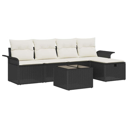Garten-Sofa-Set 6 pcs Schwarz und Creme 251 x 117 x 85 cm