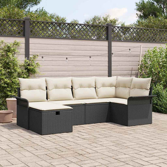 Garten-Sofa-Set 6 pcs Schwarz und Creme 242,5 x 132,5 x 85 cm