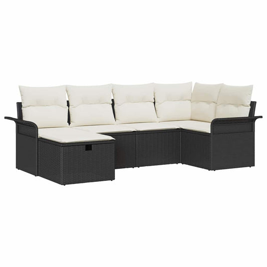 Garten-Sofa-Set 6 pcs Schwarz und Creme 242,5 x 132,5 x 85 cm