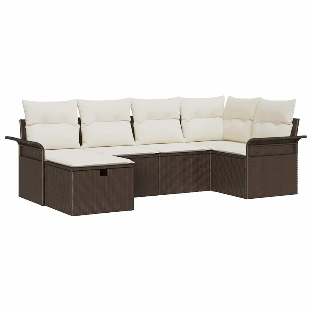 Garten-Sofa-Set 6 pcs Braun und Creme 242,5 x 132,5 x 85 cm