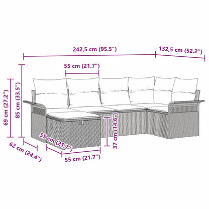 Garten-Sofa-Set 6 pcs Braun und Creme 242,5 x 132,5 x 85 cm