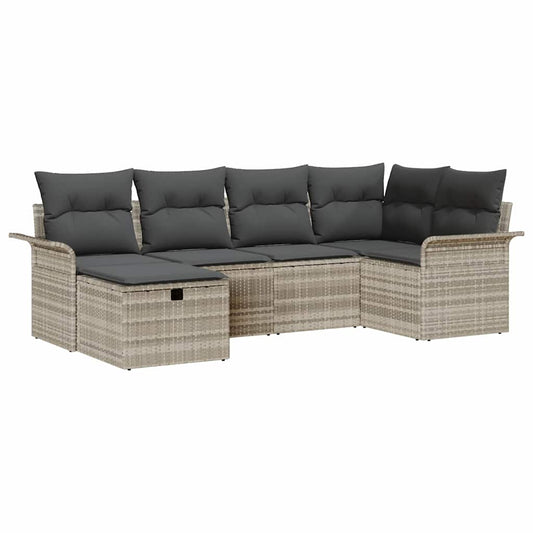 Garten-Sofa-Set mit Kissen 6 pcs Hellgrau 242,5 x 132,5 x 85 cm