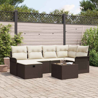 Garten-Sofa-Set 7 pcs Braun und Creme 242,5 x 132,5 x 85 cm