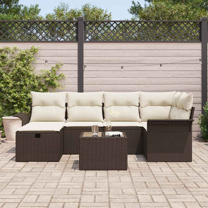 Garten-Sofa-Set 7 pcs Braun und Creme 242,5 x 132,5 x 85 cm