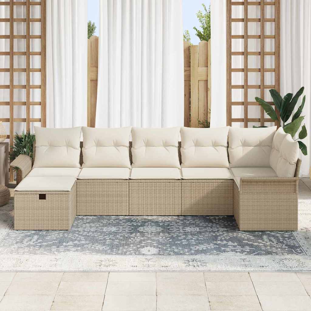 Garten-Sofa-Set 7 pcs Beige und Creme 297,5 x 132,5 x 85 cm