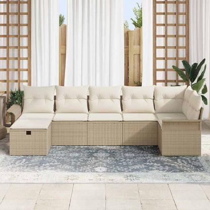 Garten-Sofa-Set 7 pcs Beige und Creme 297,5 x 132,5 x 85 cm