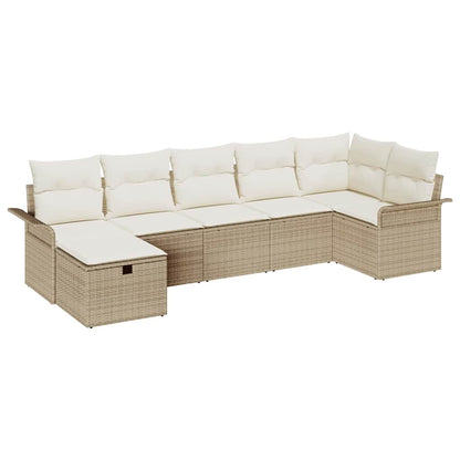 Garten-Sofa-Set 7 pcs Beige und Creme 297,5 x 132,5 x 85 cm