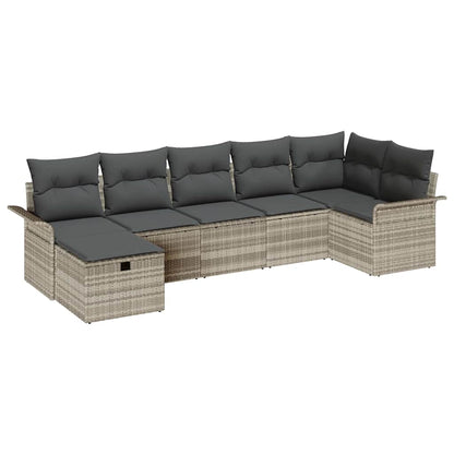 Garten-Sofa-Set mit Kissen 7 pcs Hellgrau 297,5 x 132,5 x 85 cm