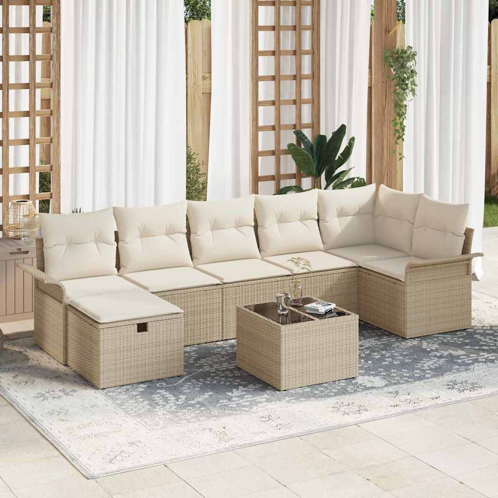 Garten-Sofa-Set 8 pcs Beige und Creme 297,5 x 132,5 x 85 cm