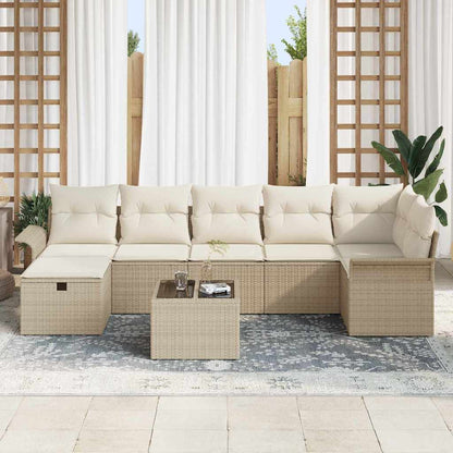 Garten-Sofa-Set 8 pcs Beige und Creme 297,5 x 132,5 x 85 cm