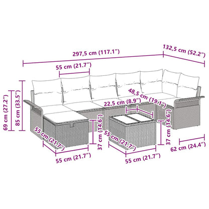 Garten-Sofa-Set 8 pcs Beige und Creme 297,5 x 132,5 x 85 cm