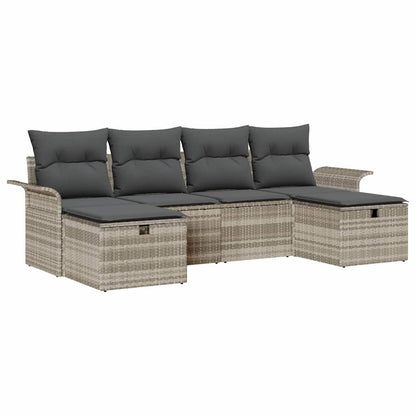 Garten-Sofa-Set 6 pcs Hellgrau 251 x 117 x 85 cm Poly Rattan