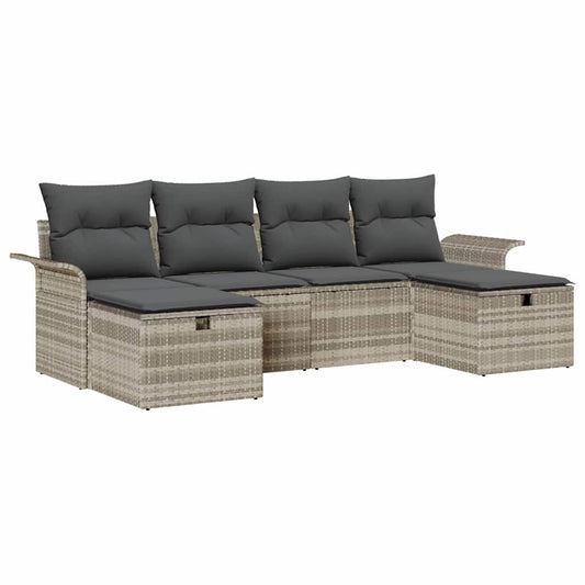Garten-Sofa-Set 6 pcs Hellgrau 251 x 117 x 85 cm Poly Rattan