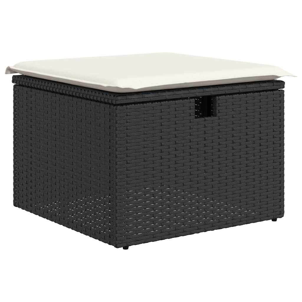 Garten-Sofa-Set 8 pcs Schwarz und Creme 297,5 x 187,5 x 85 cm