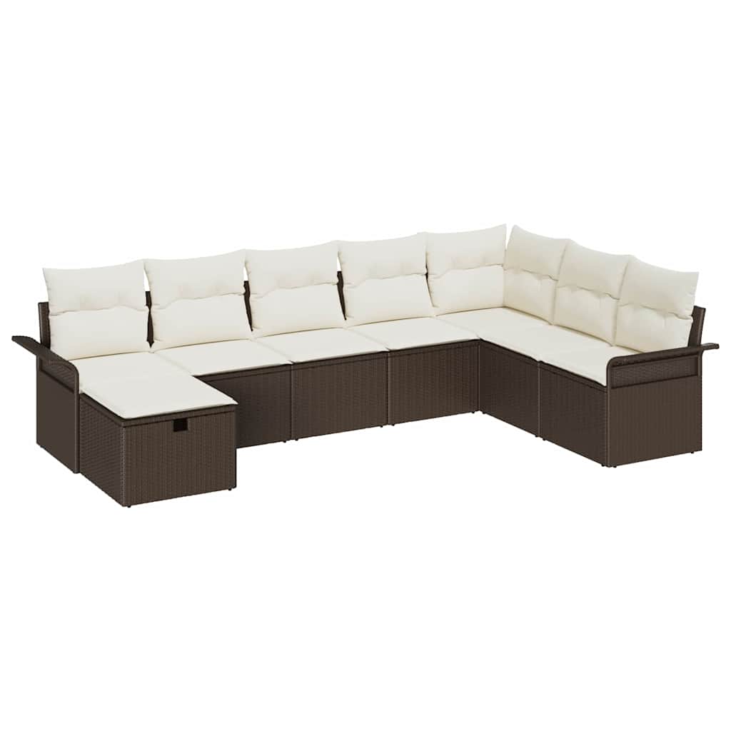 Garten-Sofa-Set 8 pcs Braun und Creme 297,5 x 187,5 x 85 cm