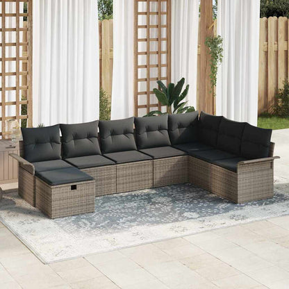 Garten-Sofa-Set 8 pcs Grau 297,5 x 187,5 x 85 cm Poly Rattan