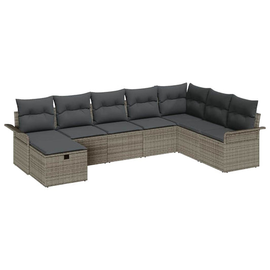 Garten-Sofa-Set 8 pcs Grau 297,5 x 187,5 x 85 cm Poly Rattan