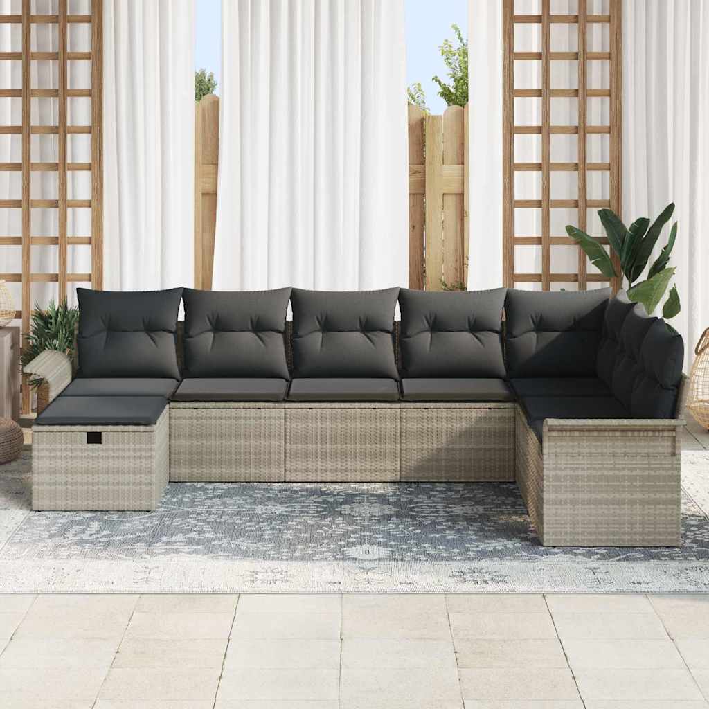 Garten-Sofa-Set mit Kissen 8 pcs Hellgrau 297,5 x 187,5 x 85 cm