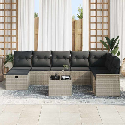 Garten-Sofa-Set mit Kissen 9 pcs Hellgrau 297,5 x 187,5 x 85 cm