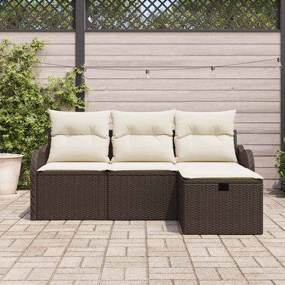 Garten-Sofa-Set 4 pcs Braun und Creme 176 x 117 x 85 cm