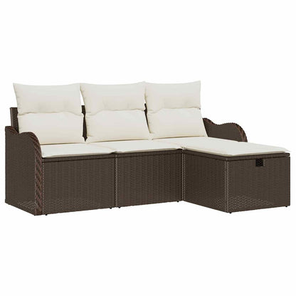 Garten-Sofa-Set 4 pcs Braun und Creme 176 x 117 x 85 cm