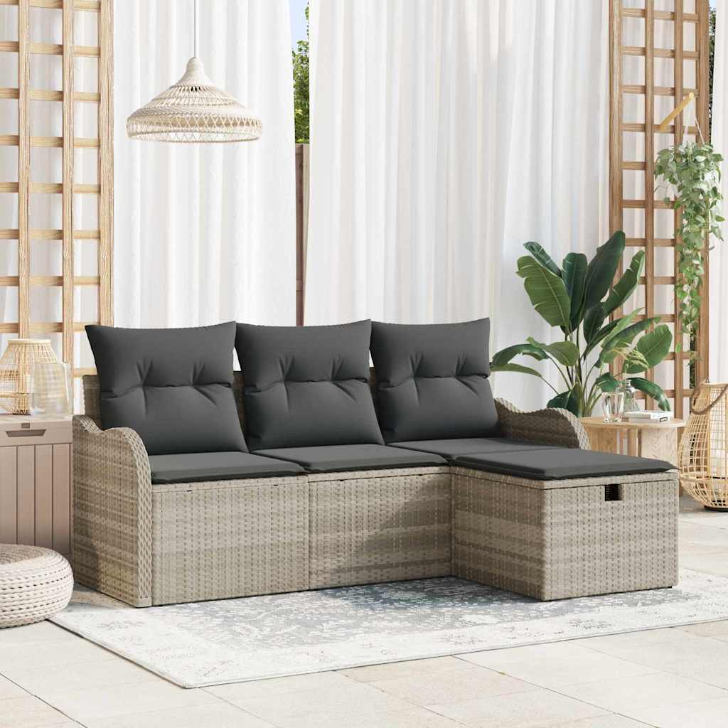 Garten-Sofa-Set 4 pcs Hellgrau 176 x 117 x 85 cm Poly Rattan