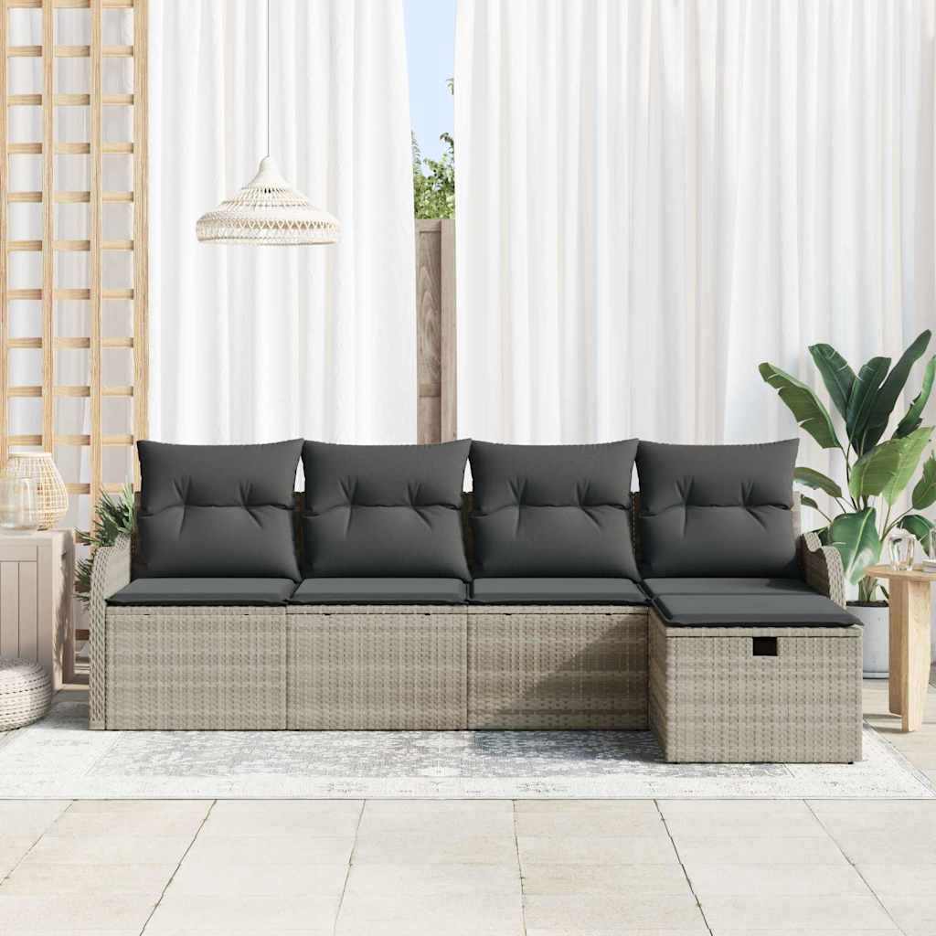 Garten-Sofa-Set 5 pcs Hellgrau 231 x 117 x 85 cm Poly Rattan