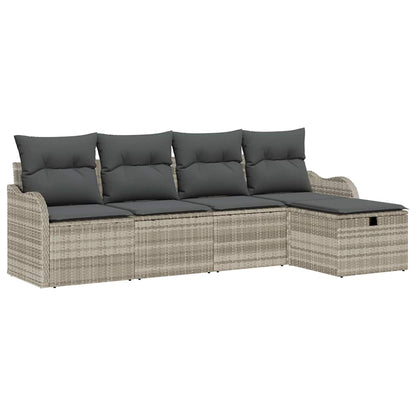Garten-Sofa-Set 5 pcs Hellgrau 231 x 117 x 85 cm Poly Rattan