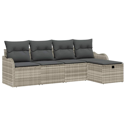 Garten-Sofa-Set 5 pcs Hellgrau 231 x 117 x 85 cm Poly Rattan