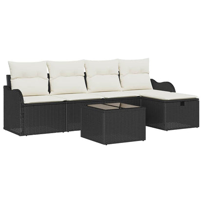 Garten-Sofa-Set 6 pcs Schwarz und Creme 231 x 117 x 85 cm