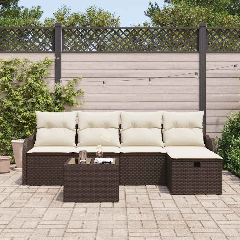 Garten-Sofa-Set 6 pcs Braun und Creme 231 x 117 x 85 cm