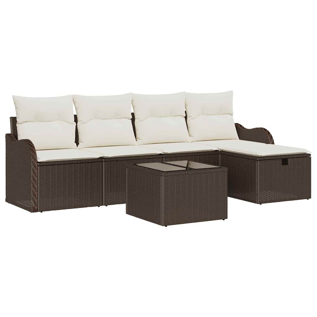 Garten-Sofa-Set 6 pcs Braun und Creme 231 x 117 x 85 cm