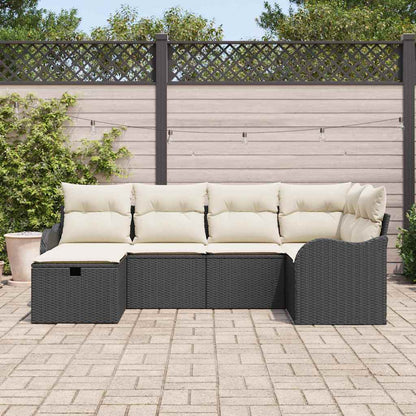 Garten-Sofa-Set 6 pcs Schwarz und Creme 232,5 x 122,5 x 85 cm