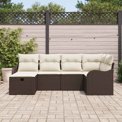 Garten-Sofa-Set 6 pcs Braun und Creme 232,5 x 122,5 x 85 cm