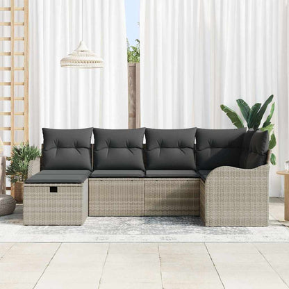 Garten-Sofa-Set mit Kissen 6 pcs Hellgrau 232,5 x 122,5 x 85 cm