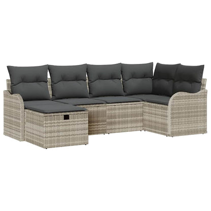 Garten-Sofa-Set mit Kissen 6 pcs Hellgrau 232,5 x 122,5 x 85 cm
