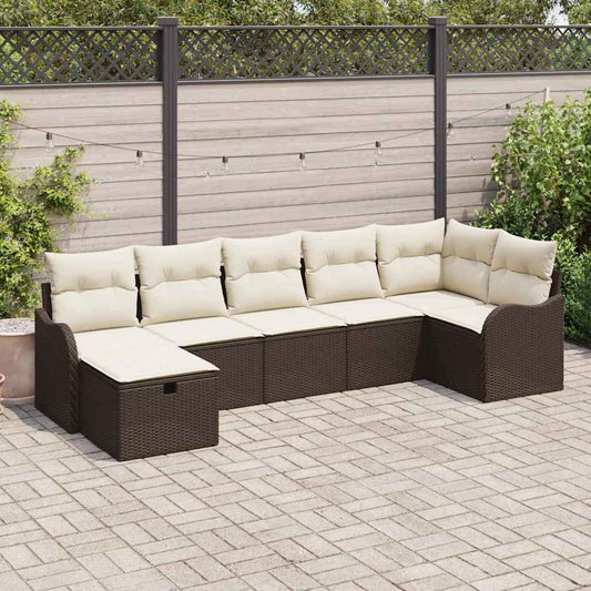 Garten-Sofa-Set 7 pcs Braun und Creme 287.5 x 122.5 x 85 cm